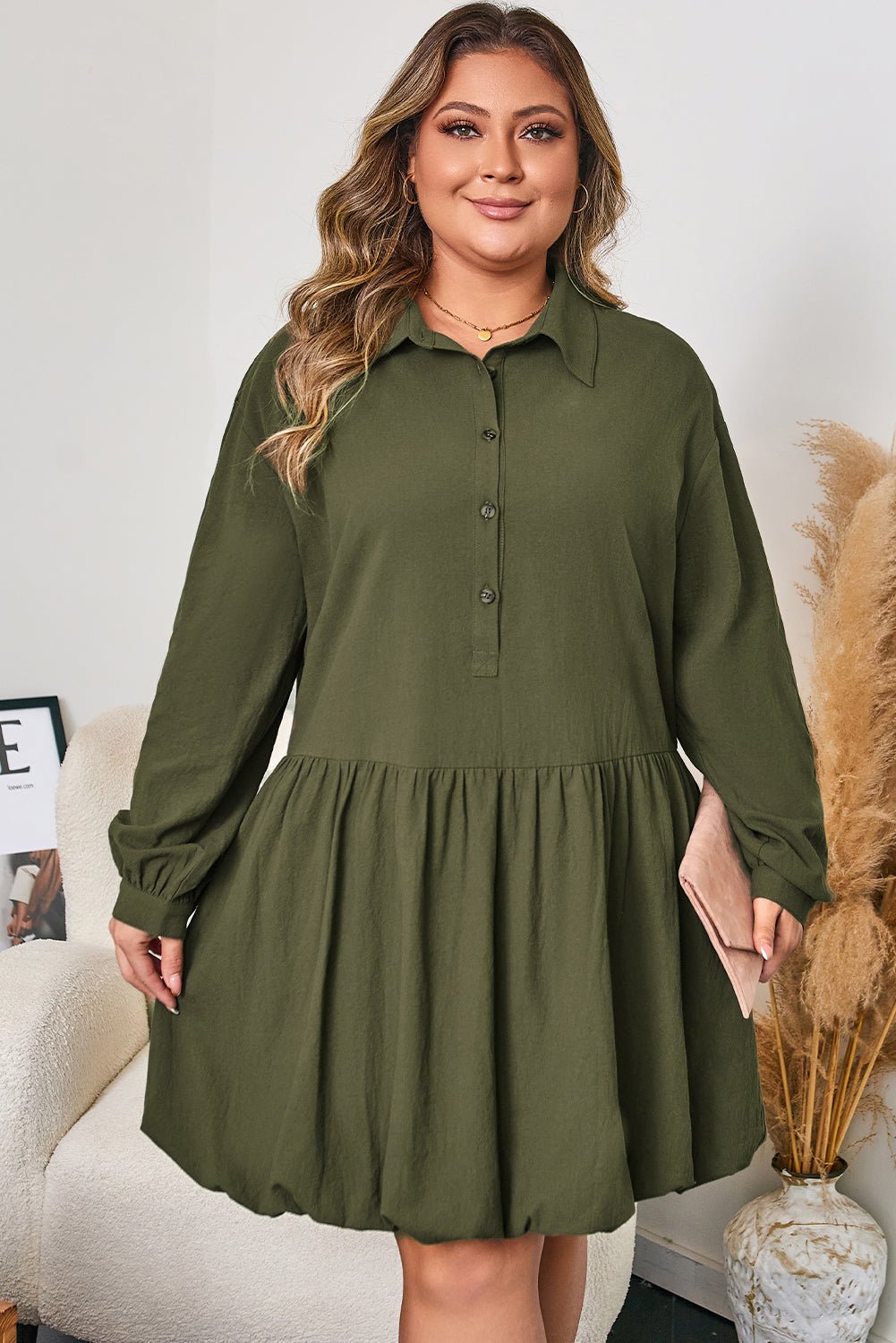 Catherine Ruffle Hem Mini PLUS Dress - Hello Beautiful BoutiquePlus Size Mini DressesThreaded Pear