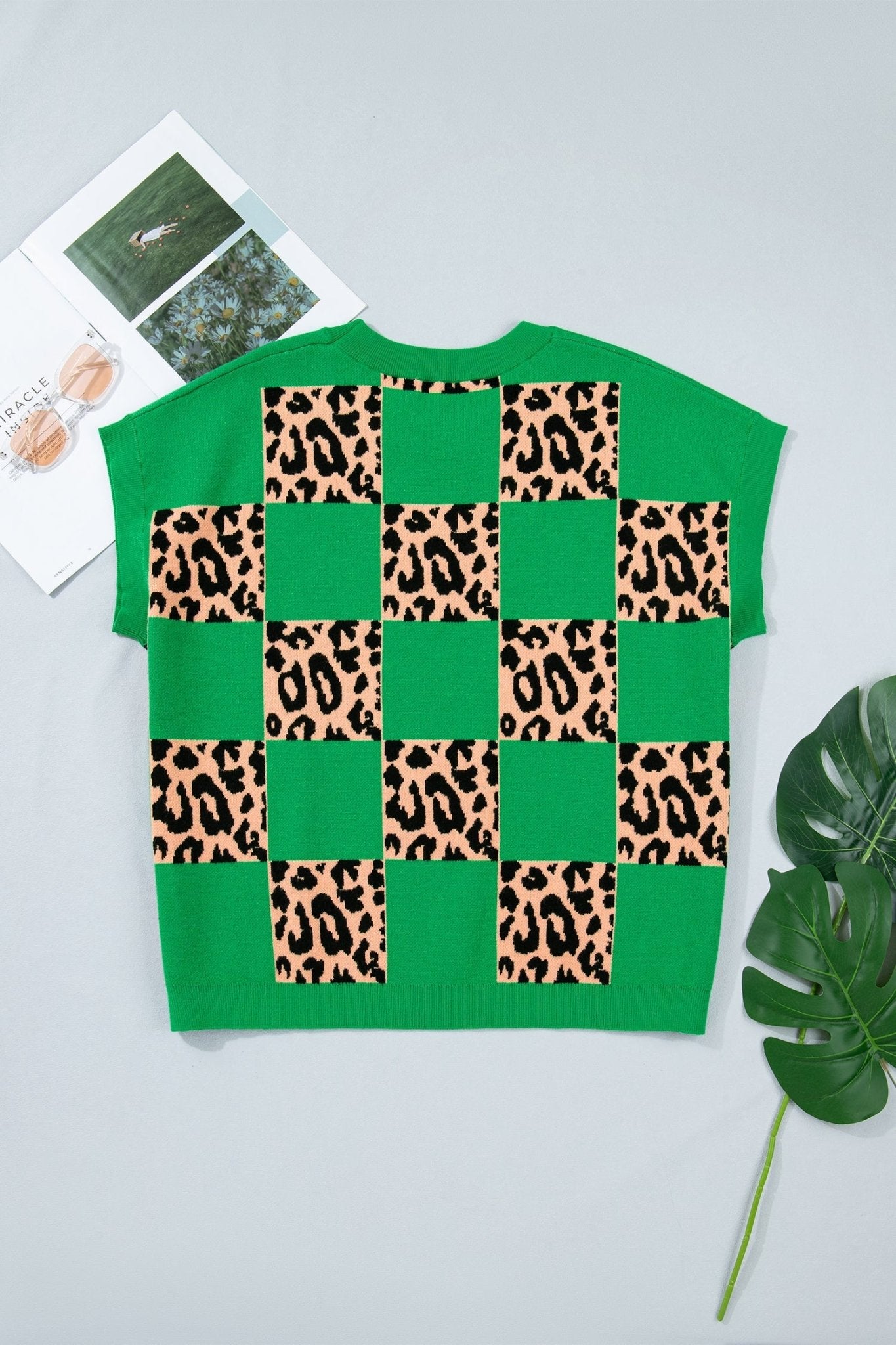 Cattleya Checkered Short Sleeve PLUS Sweater - Hello Beautiful BoutiquePlus Size Sweaters & CardigansThreaded Pear