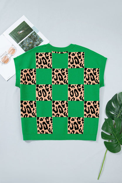 Cattleya Checkered Short Sleeve PLUS Sweater - Hello Beautiful BoutiquePlus Size Sweaters & CardigansThreaded Pear