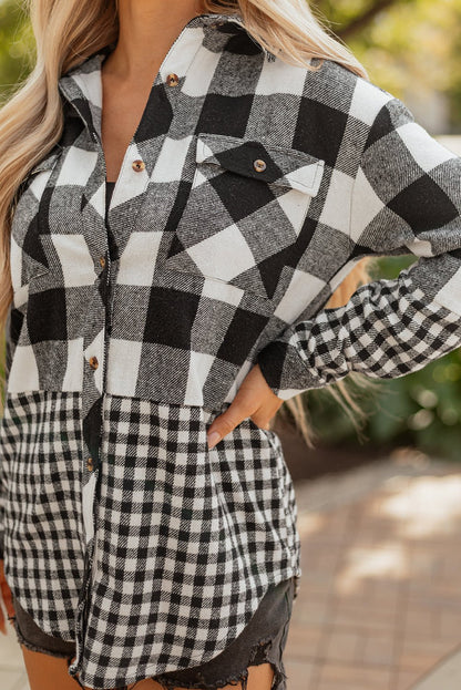 Cecelia Patchwork Drawstring Hooded Shacket - Hello Beautiful Boutique15% OFFThreaded Pear
