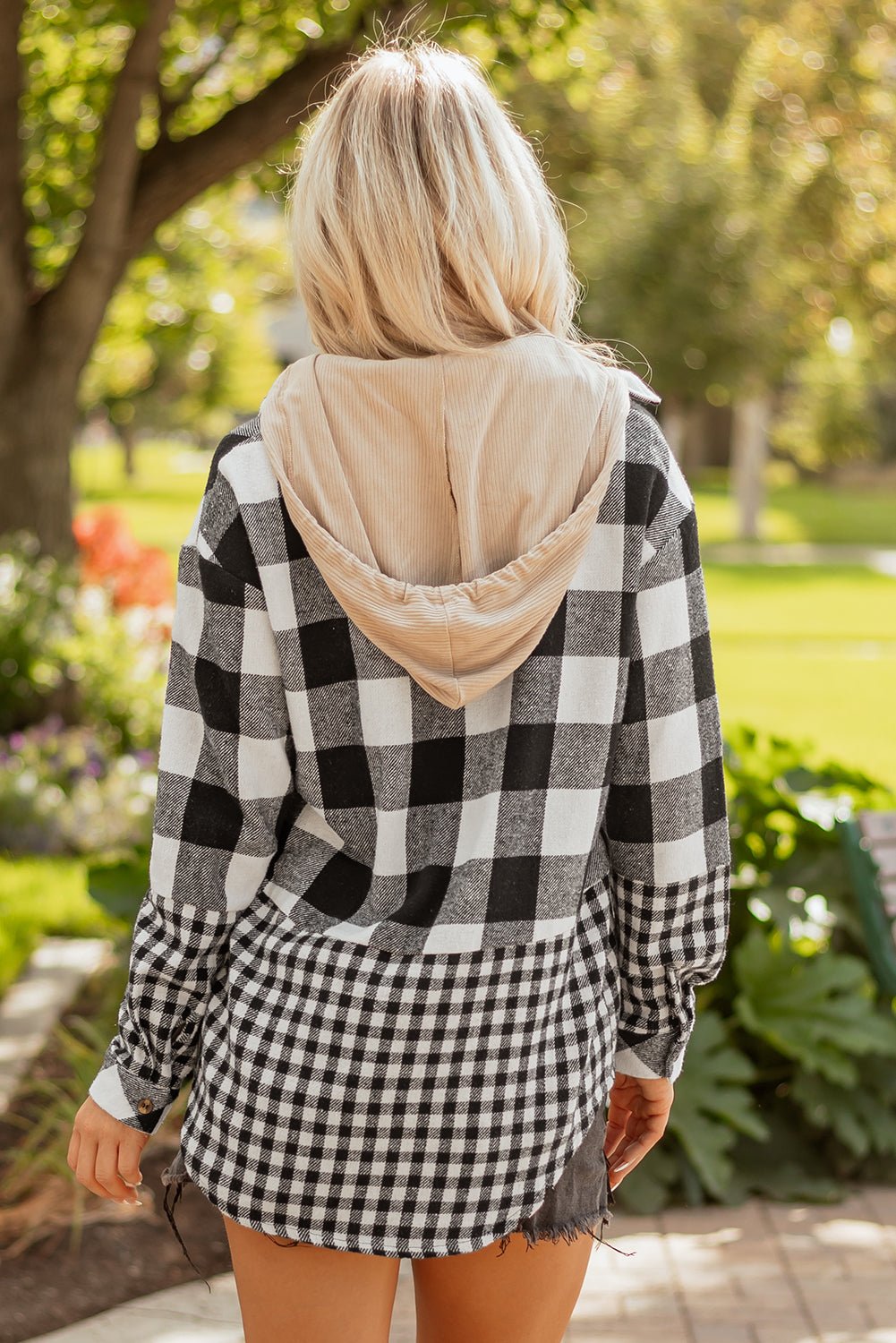 Cecelia Patchwork Drawstring Hooded Shacket - Hello Beautiful Boutique15% OFFThreaded Pear