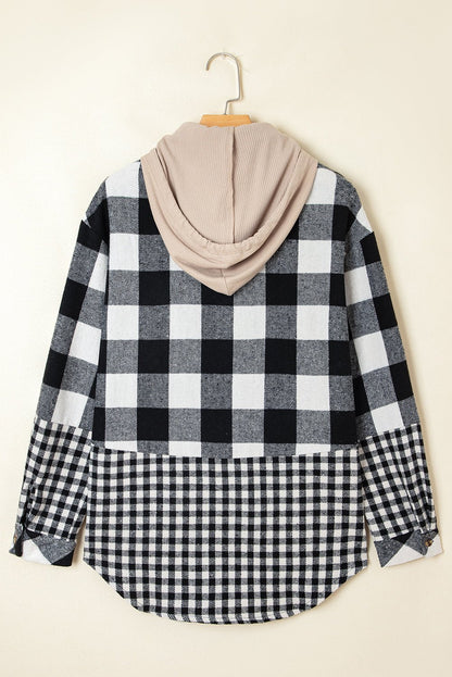 Cecelia Patchwork Drawstring Hooded Shacket - Hello Beautiful Boutique15% OFFThreaded Pear