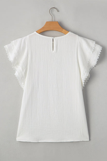 Cecelia Ruffled Flutter Sleeve Blouse - Hello Beautiful BoutiqueBlouses & ShirtsThreaded Pear
