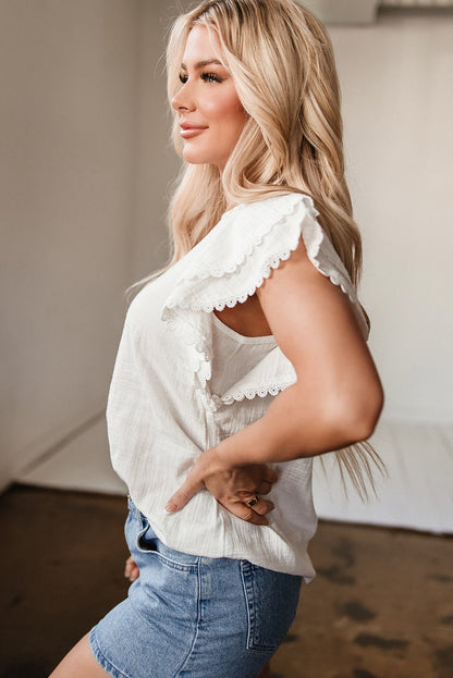 Cecelia Ruffled Flutter Sleeve Blouse - Hello Beautiful BoutiqueBlouses & ShirtsThreaded Pear