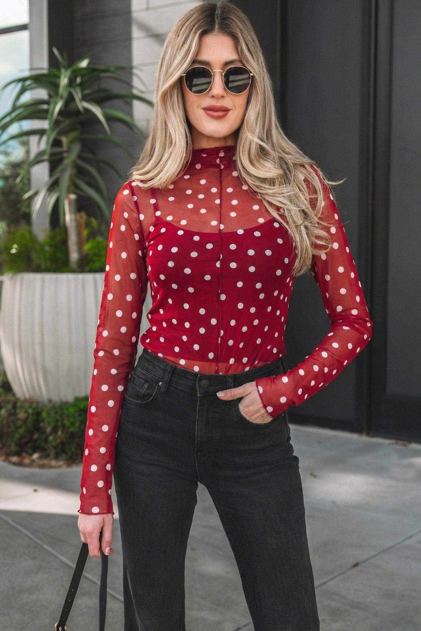 Celia Bodycon Mock Mesh Long Sleeve Top - Hello Beautiful BoutiqueLong Sleeve TopsThreaded Pear