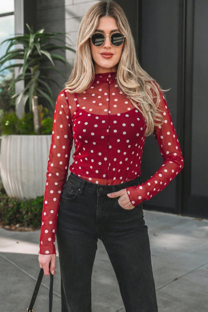 Celia Bodycon Mock Mesh Long Sleeve Top - Hello Beautiful BoutiqueLong Sleeve TopsThreaded Pear