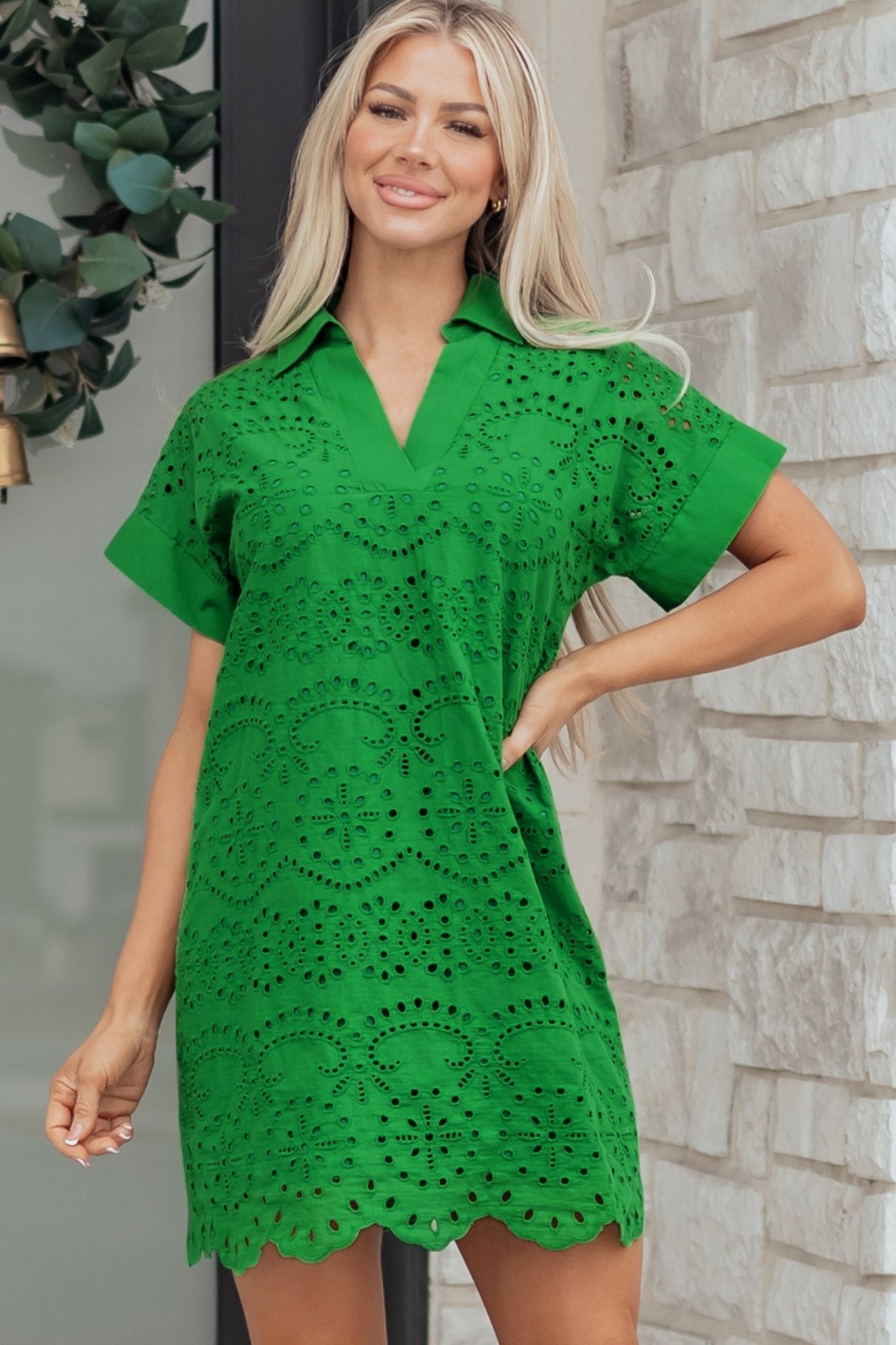 Celine Eyelet Embroidered T Shirt - Hello Beautiful BoutiqueMini DressesThreaded Pear