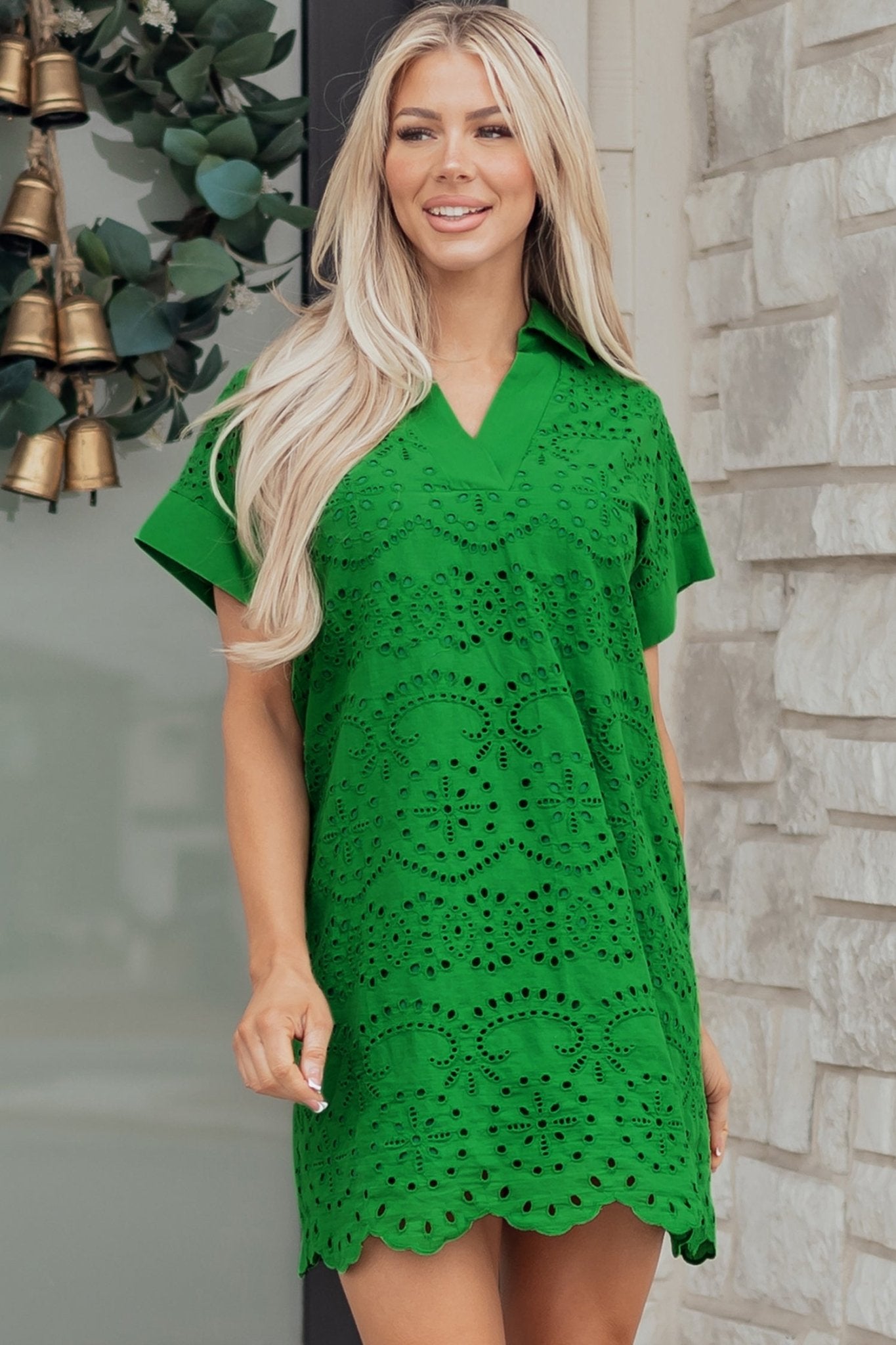 Celine Eyelet Embroidered T Shirt - Hello Beautiful BoutiqueMini DressesThreaded Pear