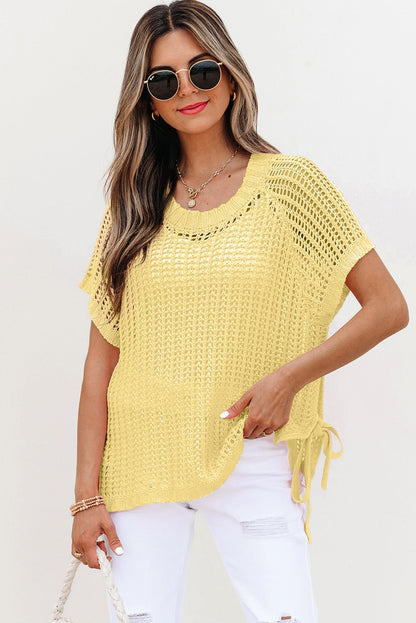 Celine Tied Short Sleeve Sweater - Hello Beautiful BoutiqueShort Sleeve SweatersThreaded Pear