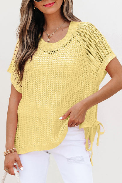 Celine Tied Short Sleeve Sweater - Hello Beautiful BoutiqueShort Sleeve SweatersThreaded Pear