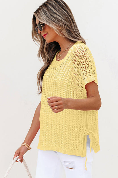 Celine Tied Short Sleeve Sweater - Hello Beautiful BoutiqueShort Sleeve SweatersThreaded Pear