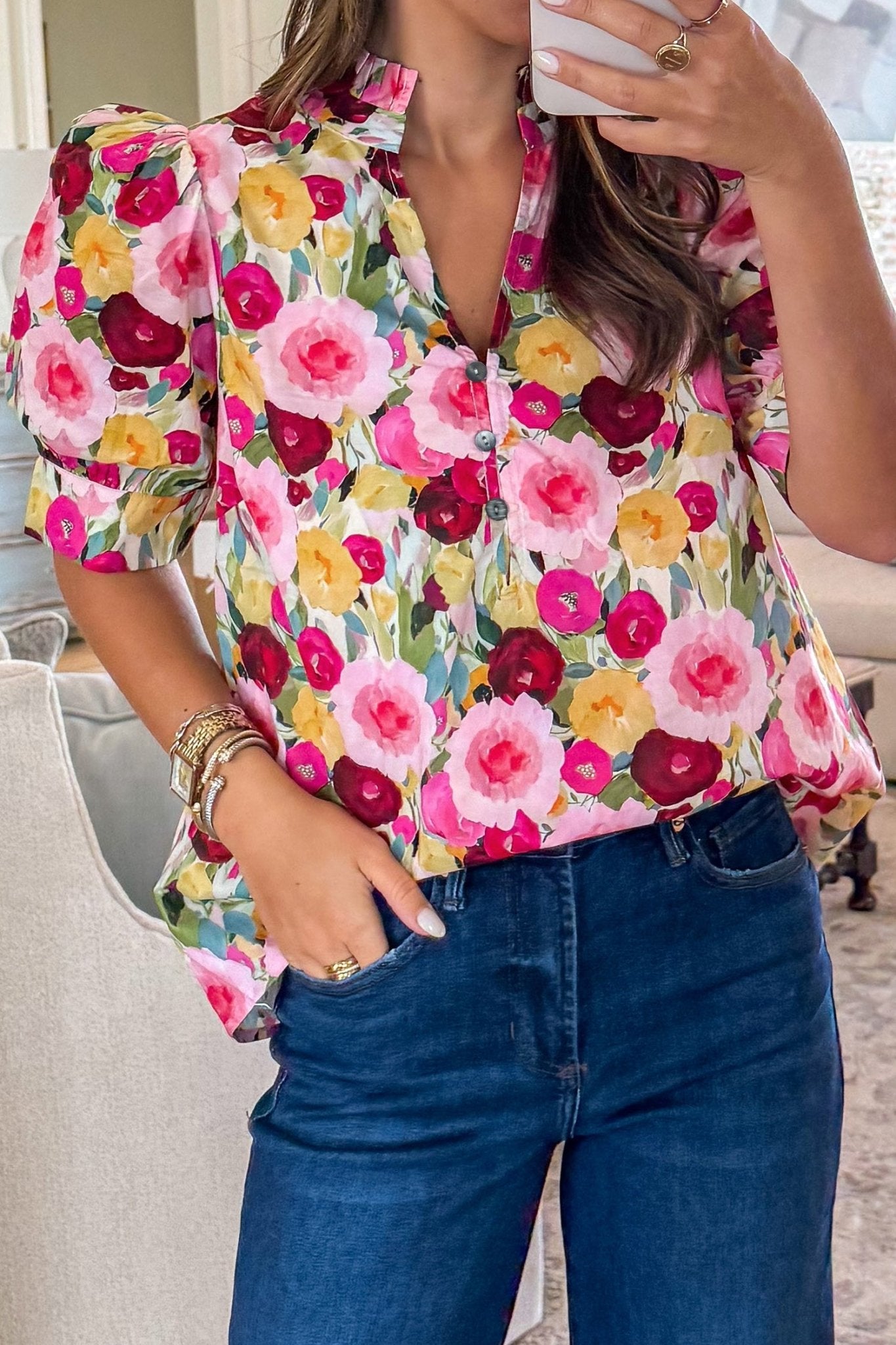 Charleigh Puff Short Sleeve Blouse - Hello Beautiful BoutiqueBlouses & ShirtsThreaded Pear