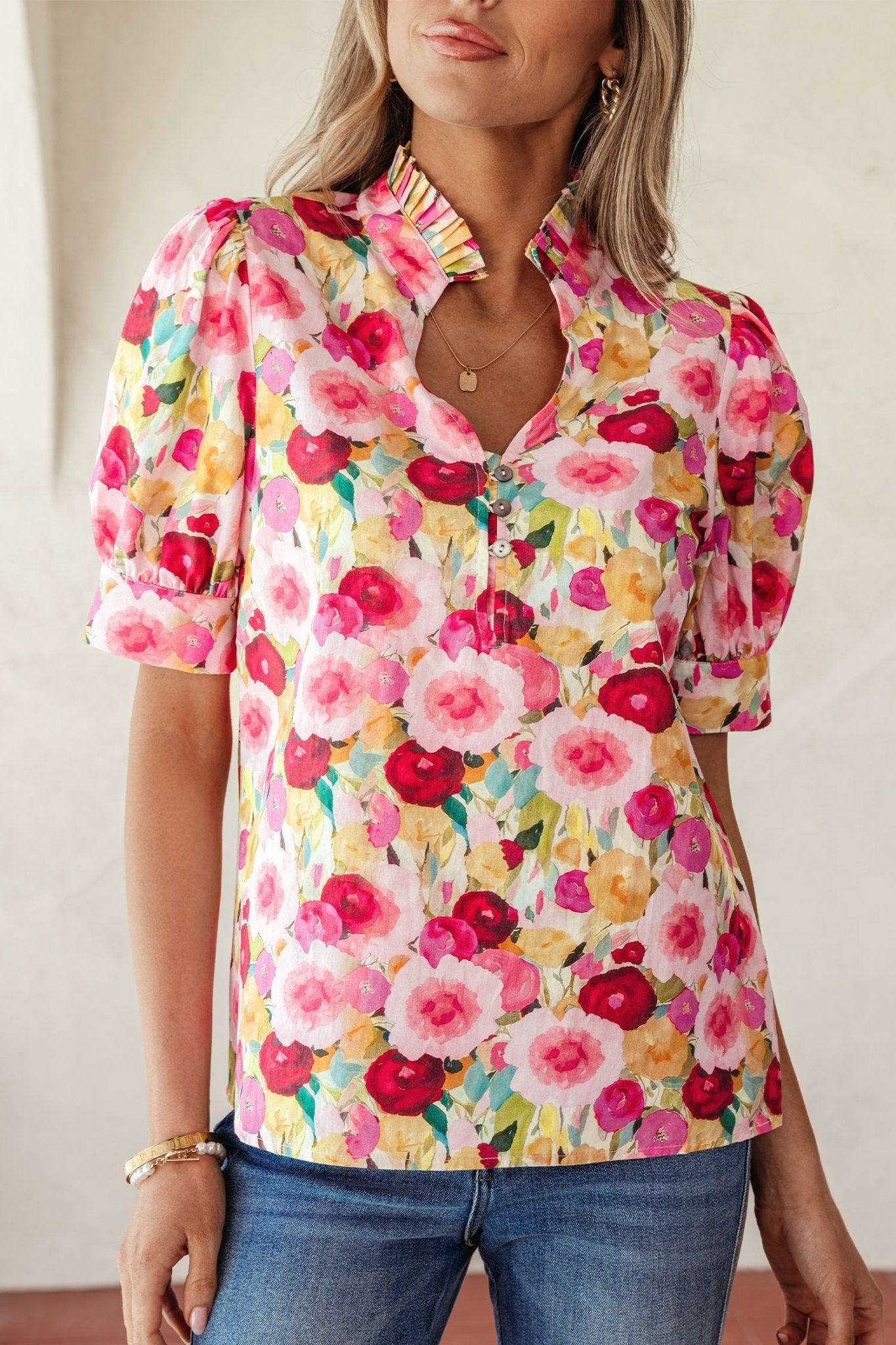 Charleigh Puff Short Sleeve Blouse - Hello Beautiful BoutiqueBlouses & ShirtsThreaded Pear