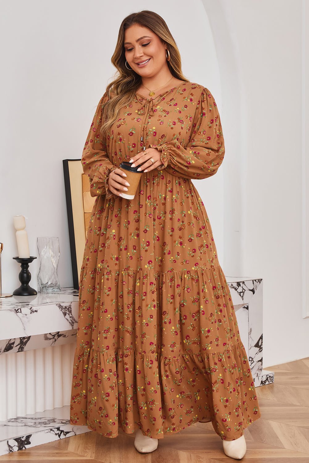 Charleigh Sleeve Tiered Maxi PLUS Dress - Hello Beautiful BoutiquePlus Size Maxi DressesThreaded Pear