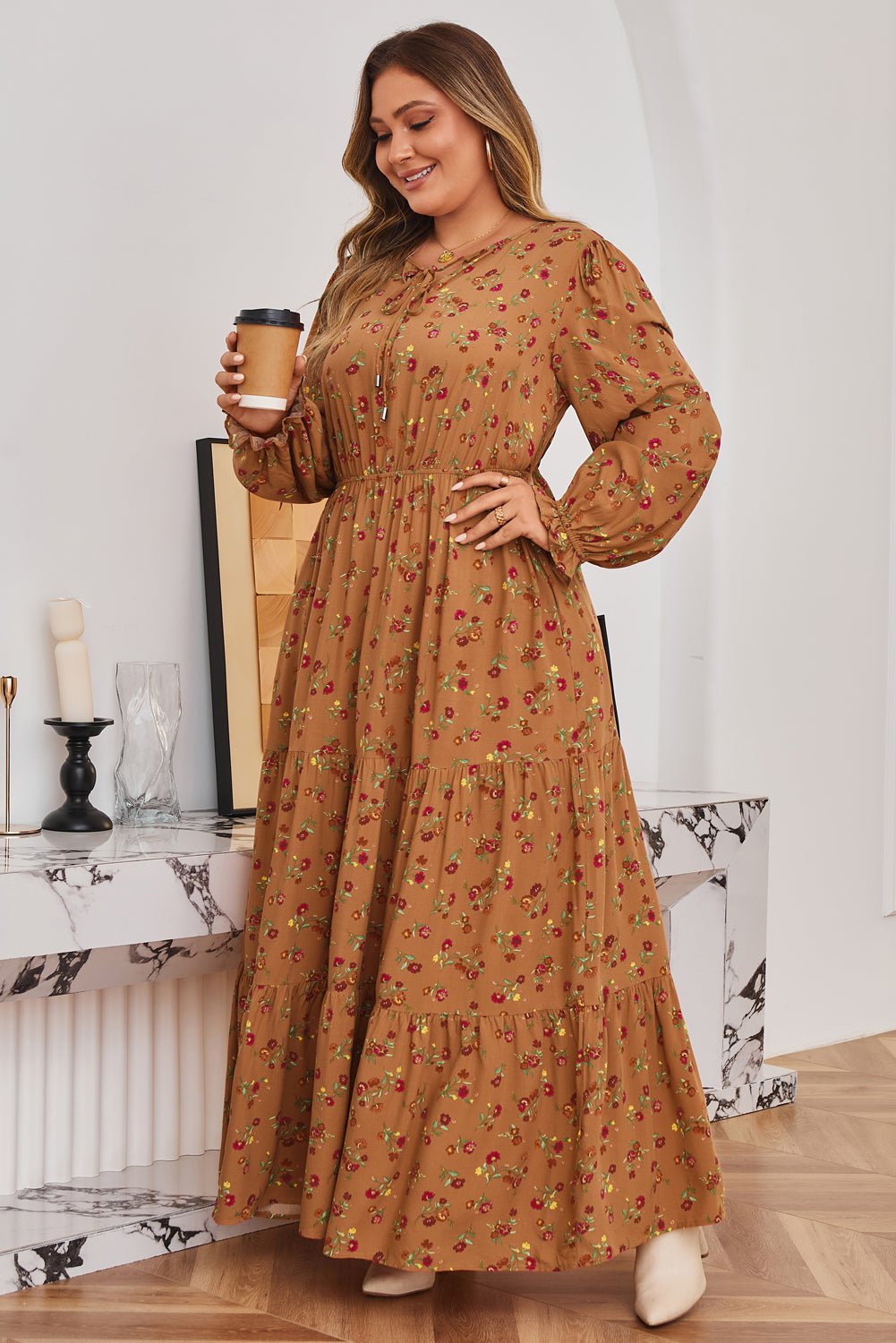 Charleigh Sleeve Tiered Maxi PLUS Dress - Hello Beautiful BoutiquePlus Size Maxi DressesThreaded Pear