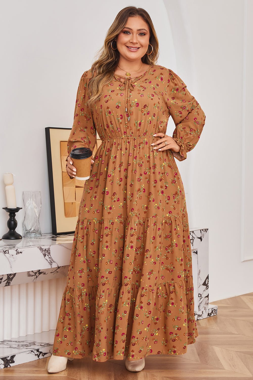 Charleigh Sleeve Tiered Maxi PLUS Dress - Hello Beautiful BoutiquePlus Size Maxi DressesThreaded Pear