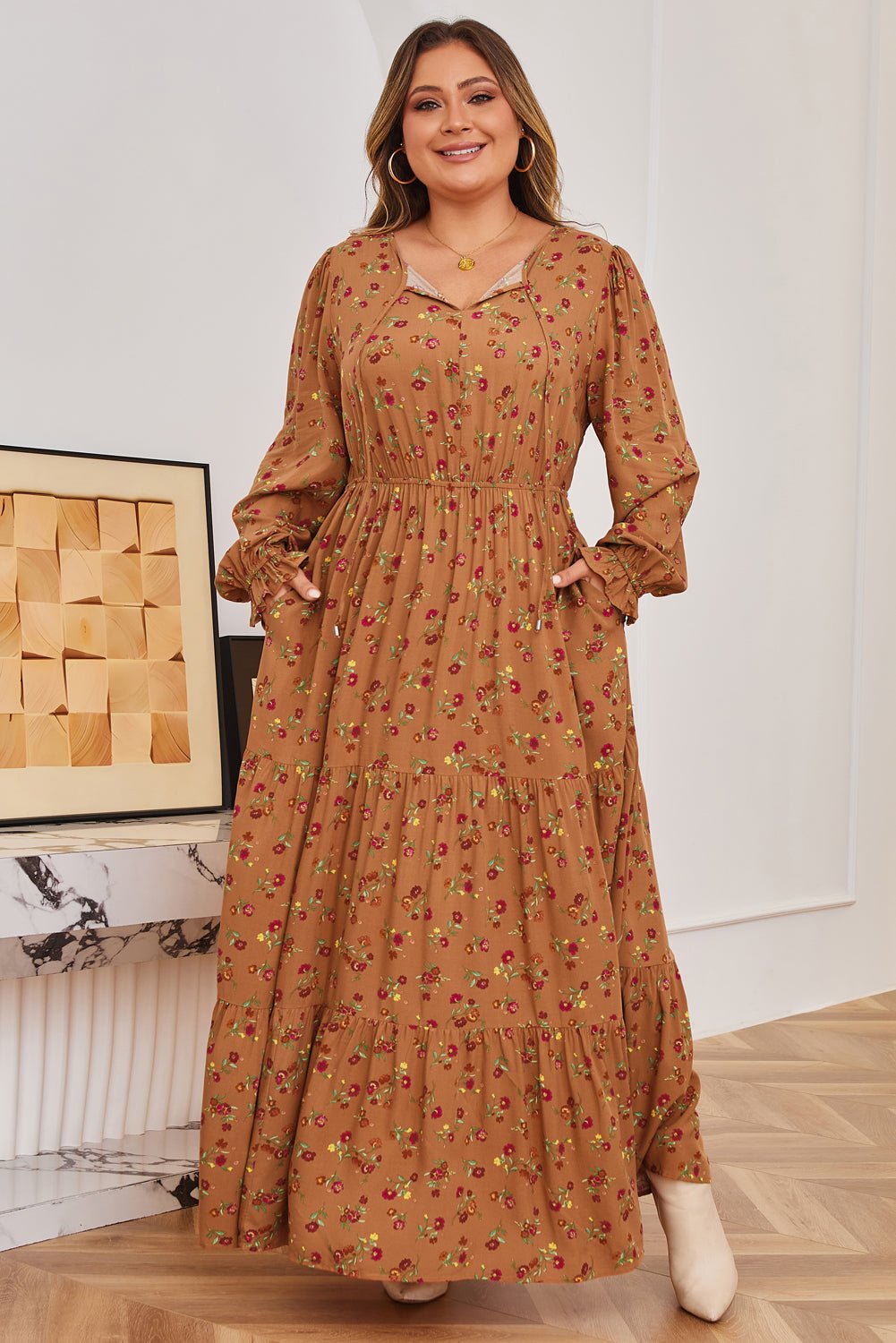 Charleigh Sleeve Tiered Maxi PLUS Dress - Hello Beautiful BoutiquePlus Size Maxi DressesThreaded Pear
