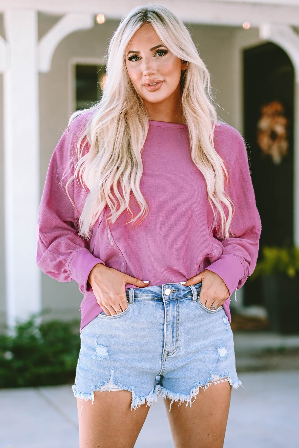 Chaya Exposed Seam Terry Pullover - Hello Beautiful Boutique30% OFFThreaded Pear