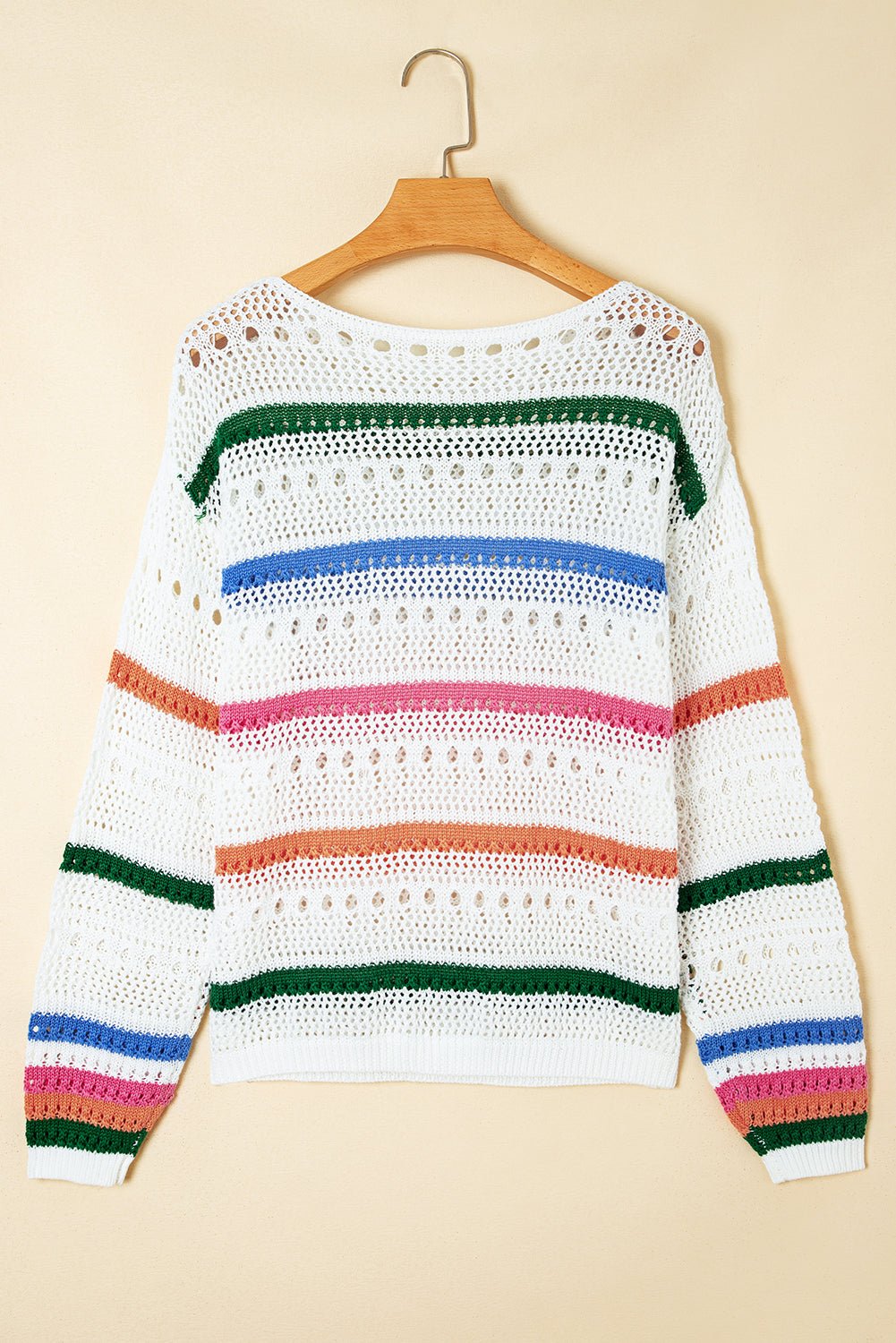 Cheyenne Striped Pointelle Knit Sweater - Hello Beautiful Boutique15% OFFThreaded Pear