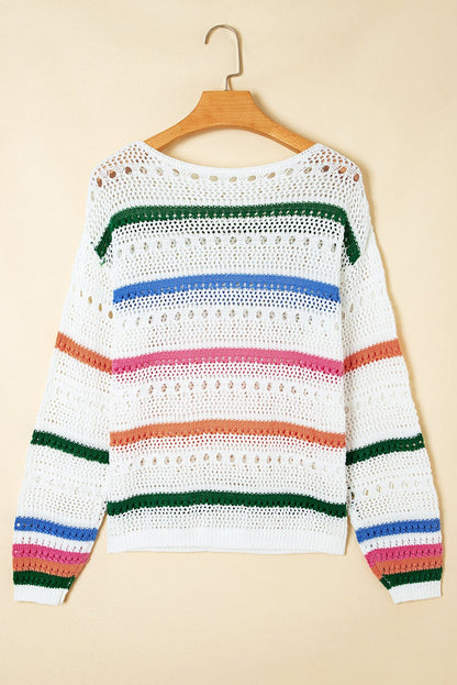 Cheyenne Striped Pointelle Knit Sweater - Hello Beautiful Boutique15% OFFThreaded Pear