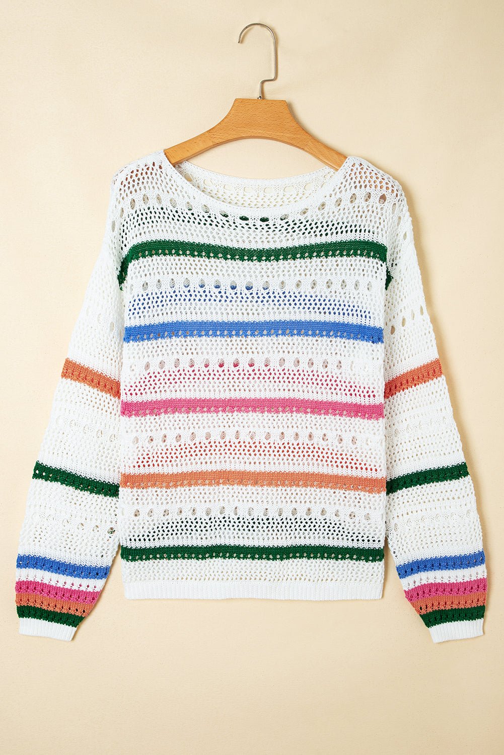 Cheyenne Striped Pointelle Knit Sweater - Hello Beautiful Boutique15% OFFThreaded Pear