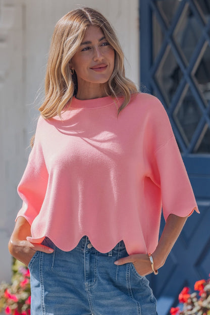 Chloe 3 4 Sleeve Sweater - Hello Beautiful BoutiqueShort Sleeve SweatersThreaded Pear