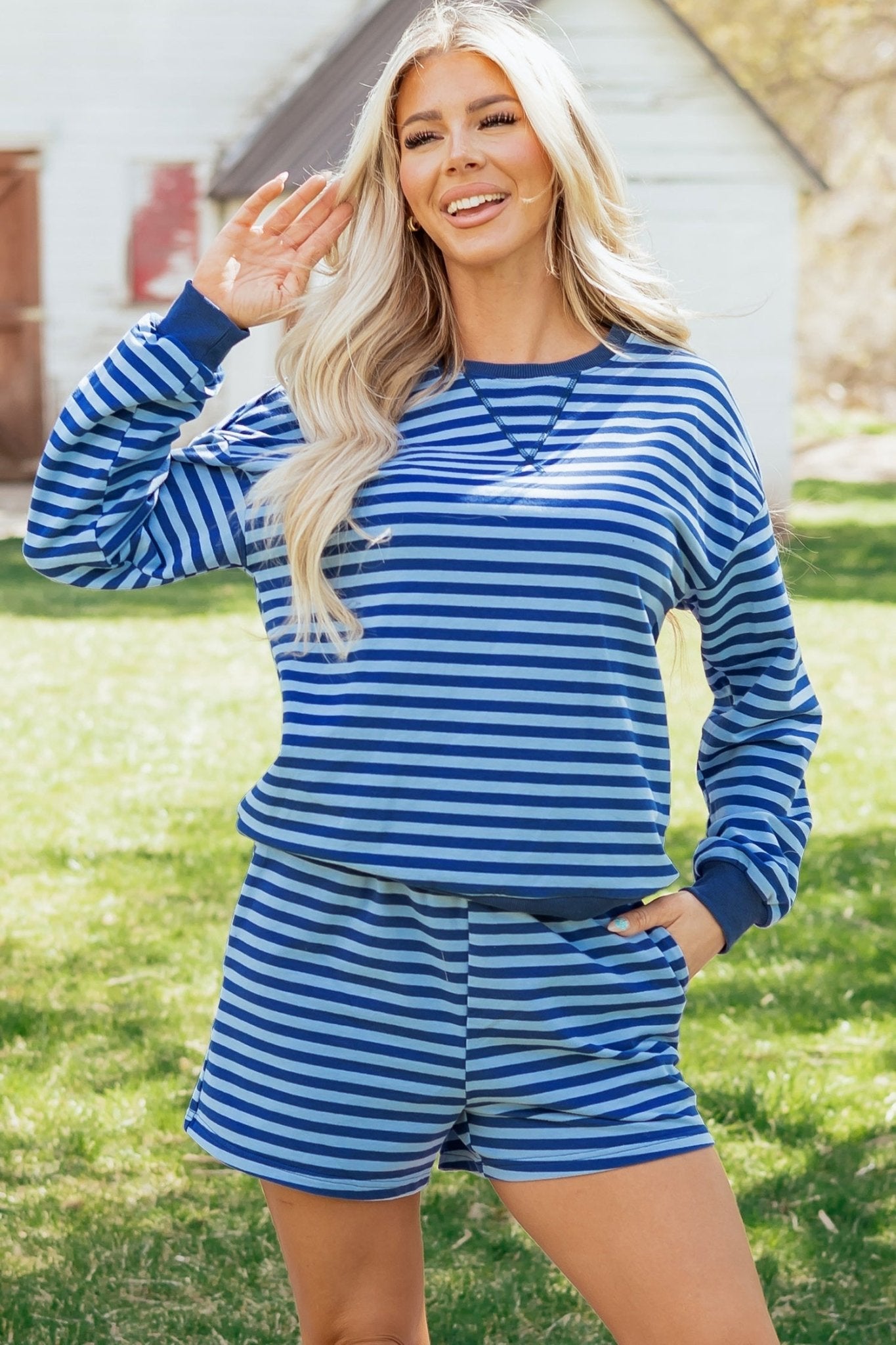 Chloe Casual Short Set Long Sleeve Top Set - Hello Beautiful BoutiqueShort SetsThreaded Pear