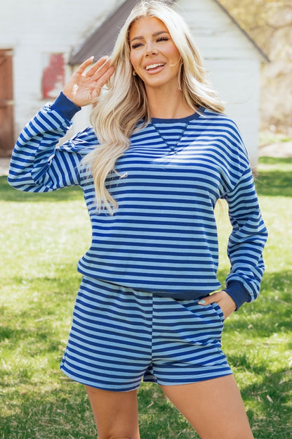 Chloe Casual Short Set Long Sleeve Top Set - Hello Beautiful BoutiqueShort SetsThreaded Pear