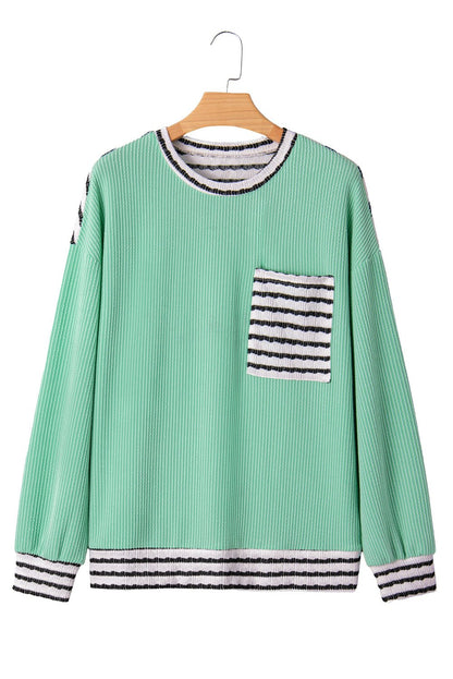 Claire Contrast Striped Patchwork Long Sleeve Top - Hello Beautiful BoutiqueLong Sleeve TopsThreaded Pear