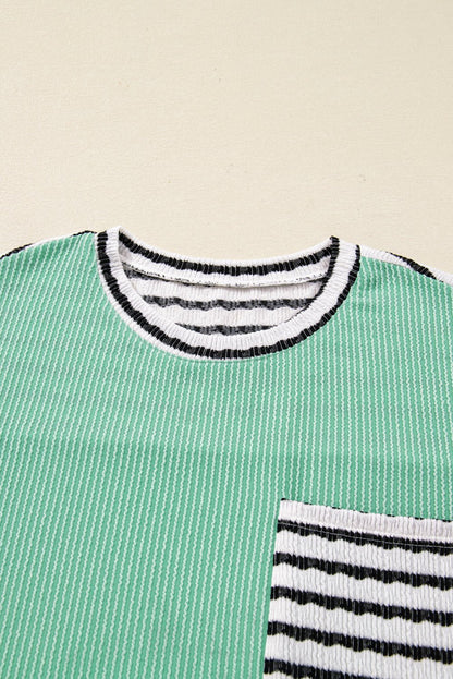Claire Contrast Striped Patchwork Long Sleeve Top - Hello Beautiful BoutiqueLong Sleeve TopsThreaded Pear