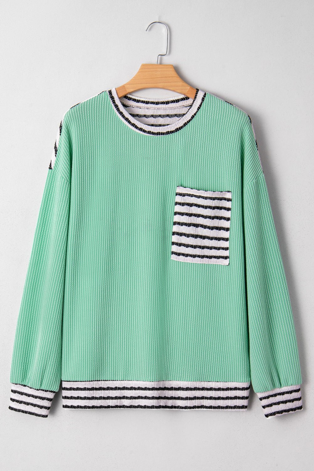 Claire Contrast Striped Patchwork Long Sleeve Top - Hello Beautiful BoutiqueLong Sleeve TopsThreaded Pear