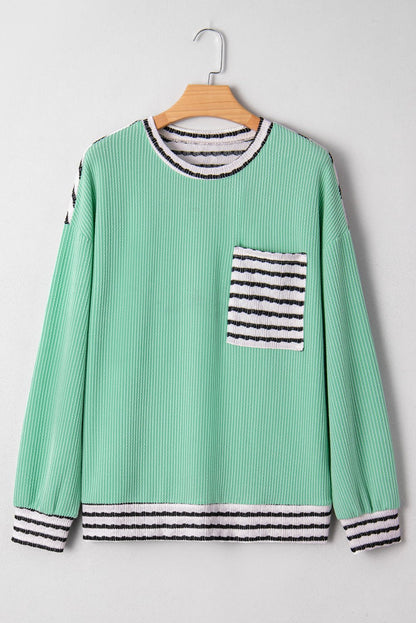 Claire Contrast Striped Patchwork Long Sleeve Top - Hello Beautiful BoutiqueLong Sleeve TopsThreaded Pear