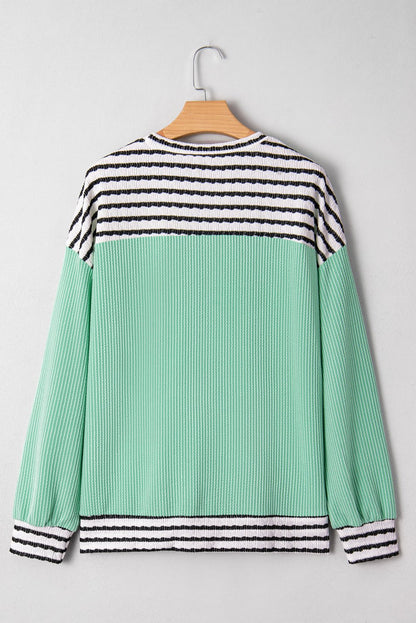 Claire Contrast Striped Patchwork Long Sleeve Top - Hello Beautiful BoutiqueLong Sleeve TopsThreaded Pear