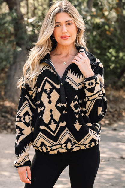 Clara Half Placket Plush Sweatshirt - Hello Beautiful BoutiqueSweatshirts & HoodiesThreaded Pear