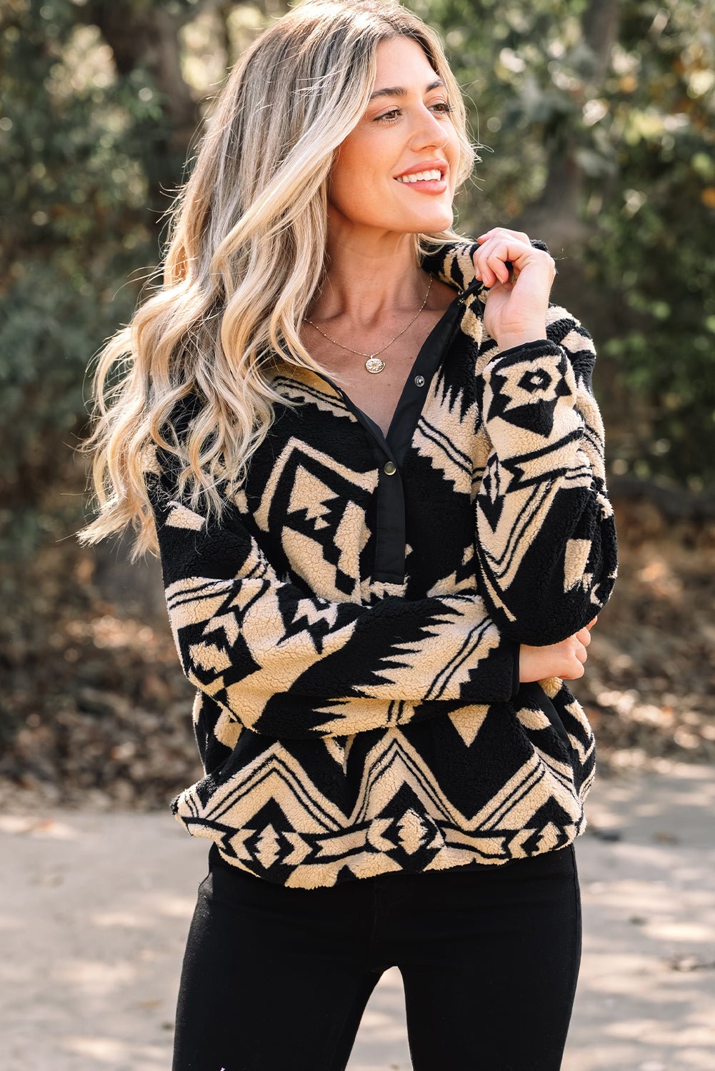 Clara Half Placket Plush Sweatshirt - Hello Beautiful BoutiqueSweatshirts & HoodiesThreaded Pear