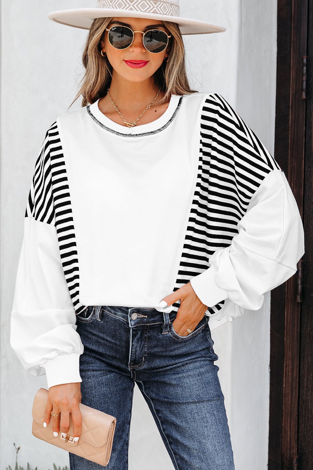 Clare Contrast Stitching Oversize Sweatshirt - Hello Beautiful Boutique15% OFFThreaded Pear