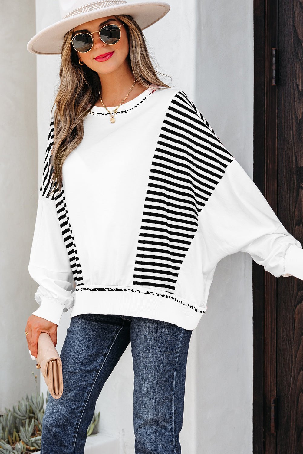 Clare Contrast Stitching Oversize Sweatshirt - Hello Beautiful Boutique15% OFFThreaded Pear
