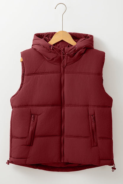 Clare Side Hooded Puffer Vest - Hello Beautiful BoutiqueVestsThreaded Pear