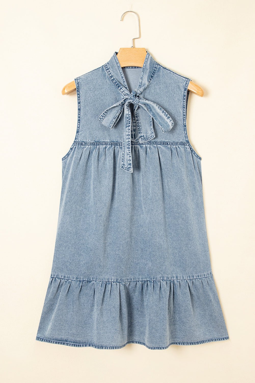 Clare Sleeveless Ruffled Chambray Dress - Hello Beautiful BoutiqueMini DressesThreaded Pear