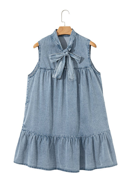 Clare Sleeveless Ruffled Chambray Dress - Hello Beautiful BoutiqueMini DressesThreaded Pear