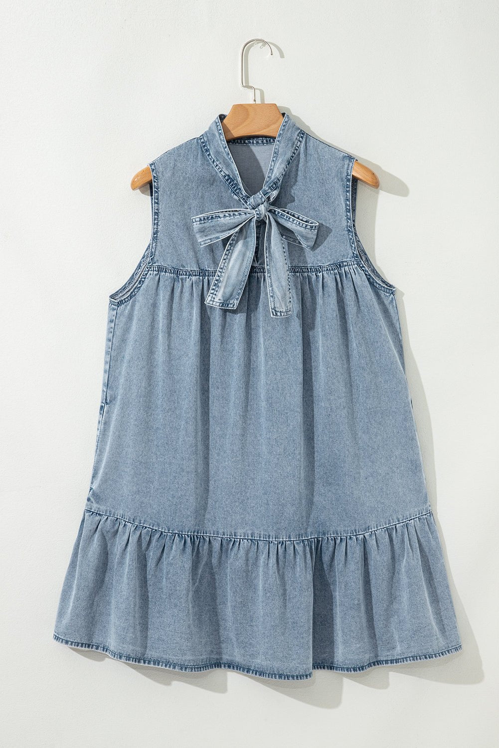 Clare Sleeveless Ruffled Chambray Dress - Hello Beautiful BoutiqueMini DressesThreaded Pear