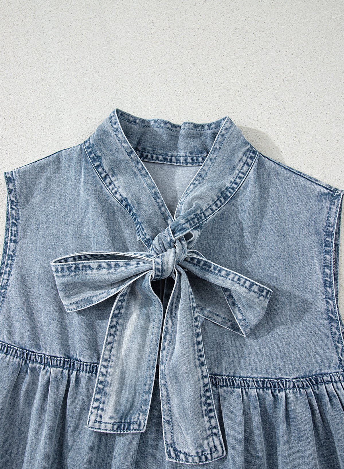 Clare Sleeveless Ruffled Chambray Dress - Hello Beautiful BoutiqueMini DressesThreaded Pear