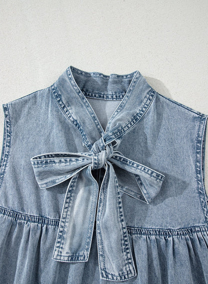 Clare Sleeveless Ruffled Chambray Dress - Hello Beautiful BoutiqueMini DressesThreaded Pear