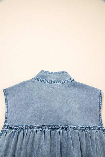 Clare Sleeveless Ruffled Chambray Dress - Hello Beautiful BoutiqueMini DressesThreaded Pear