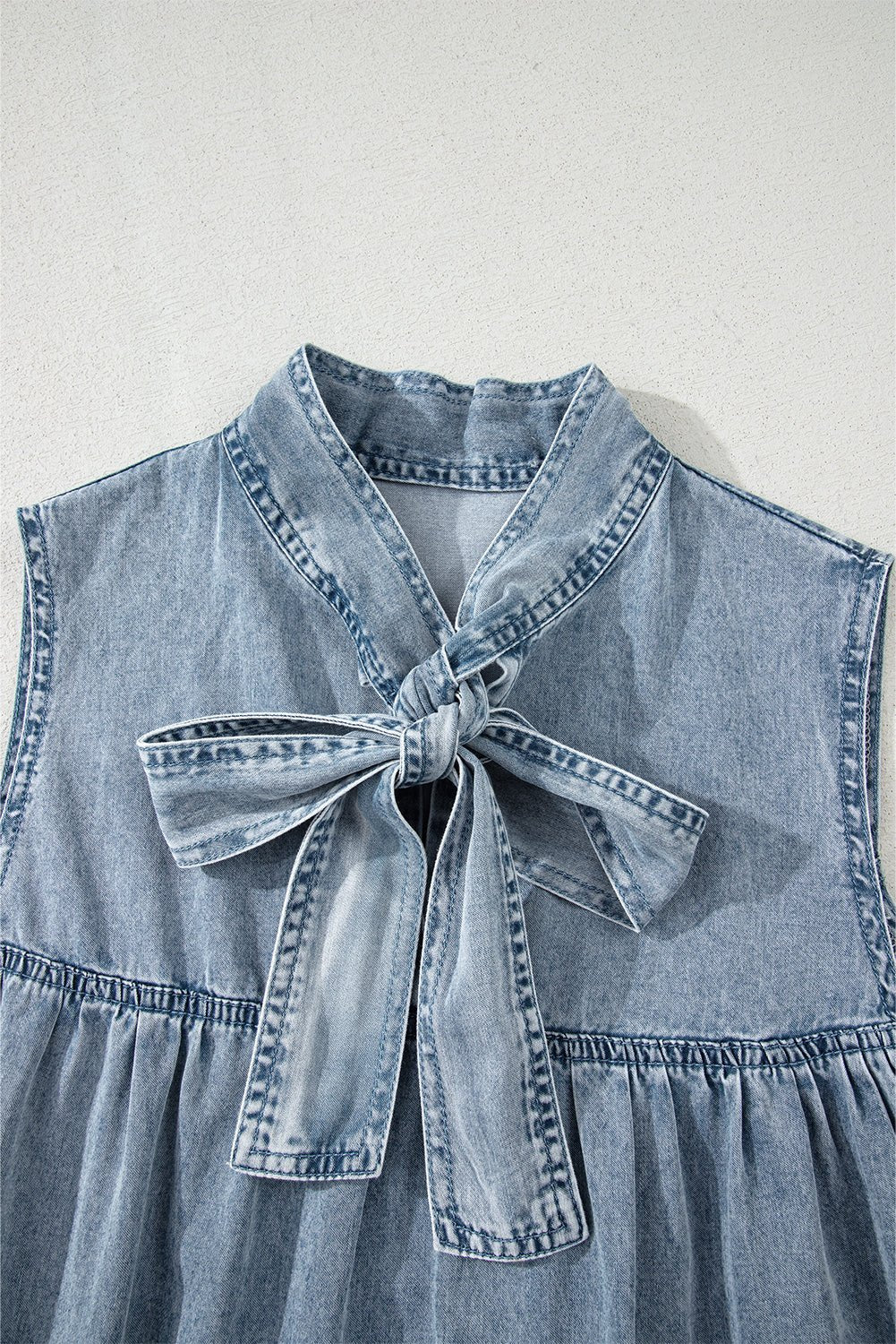 Clare Sleeveless Ruffled Chambray Dress - Hello Beautiful BoutiqueMini DressesThreaded Pear