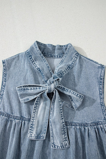 Clare Sleeveless Ruffled Chambray Dress - Hello Beautiful BoutiqueMini DressesThreaded Pear