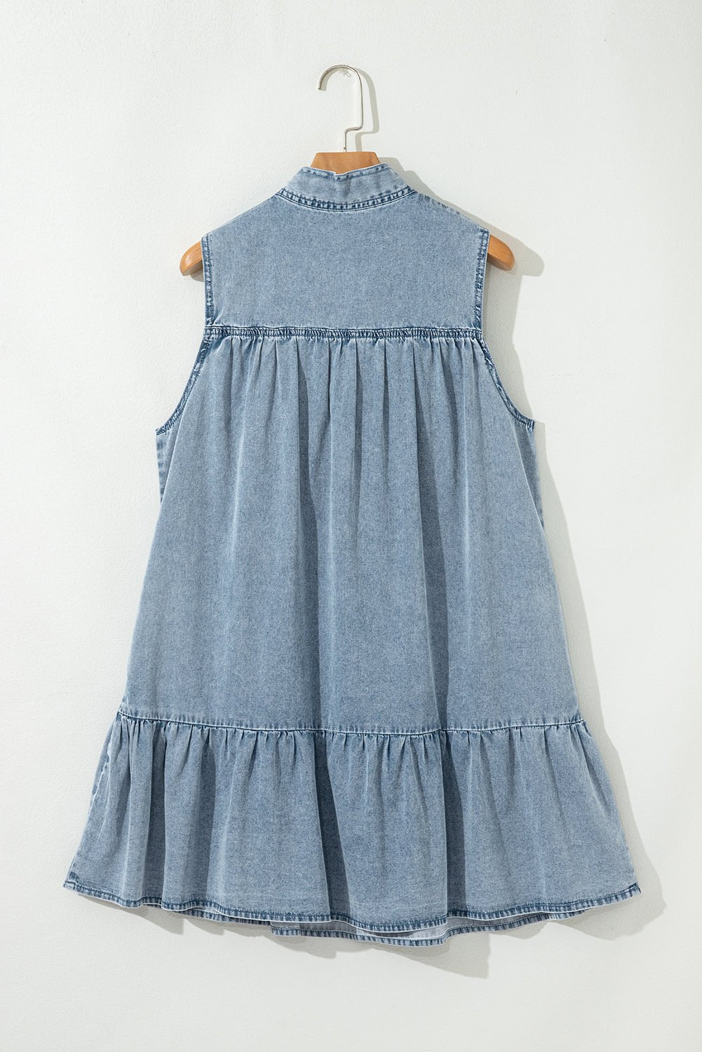 Clare Sleeveless Ruffled Chambray Dress - Hello Beautiful BoutiqueMini DressesThreaded Pear