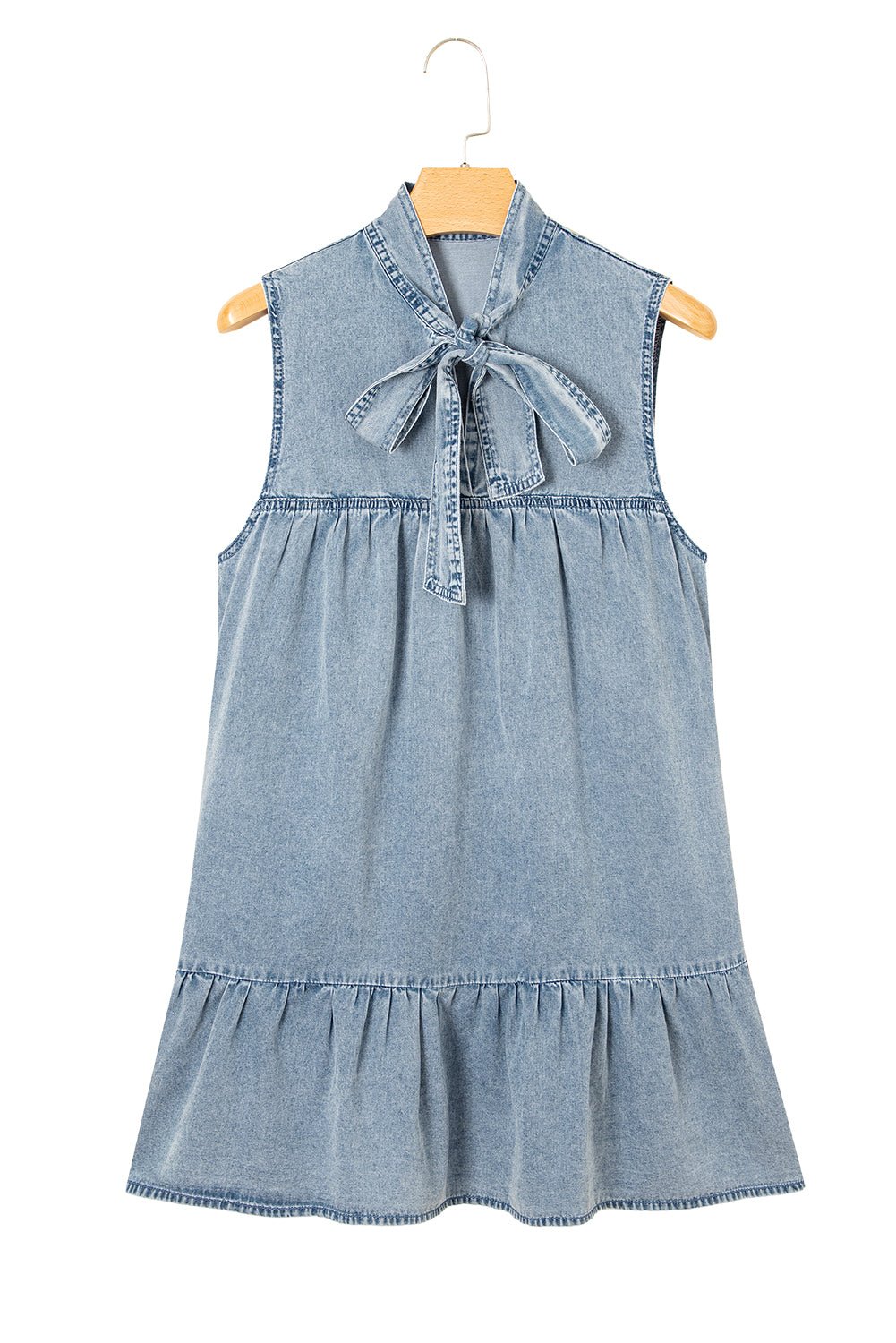 Clare Sleeveless Ruffled Chambray Dress - Hello Beautiful BoutiqueMini DressesThreaded Pear