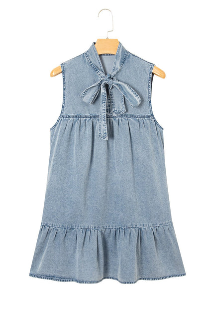 Clare Sleeveless Ruffled Chambray Dress - Hello Beautiful BoutiqueMini DressesThreaded Pear