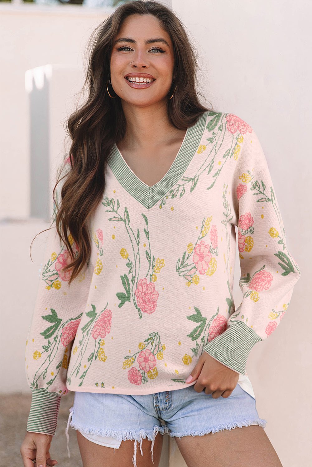Clarimina Pattern Striped Loose Sweater - Hello Beautiful BoutiqueSweatersThreaded Pear